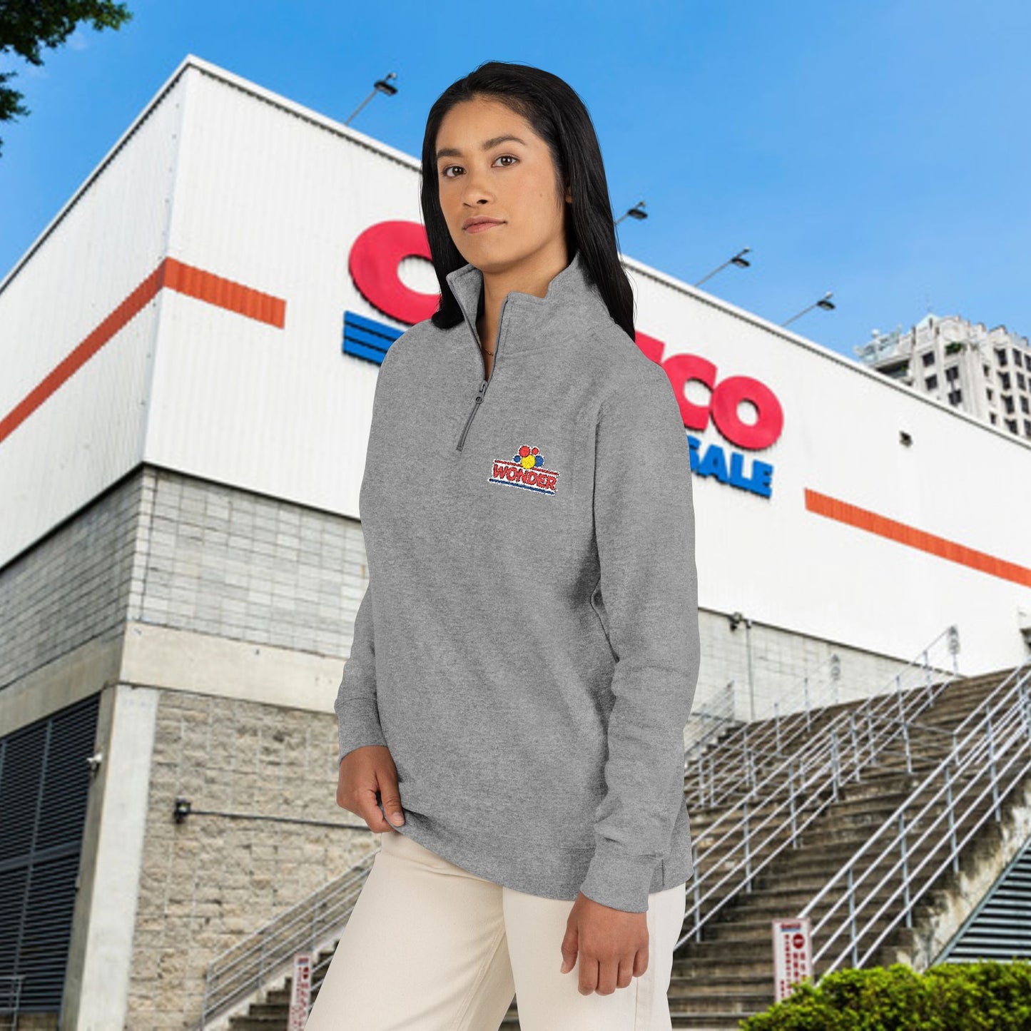 Wonderbread Embroidered Floral Wave Quarter-Zip Pullover