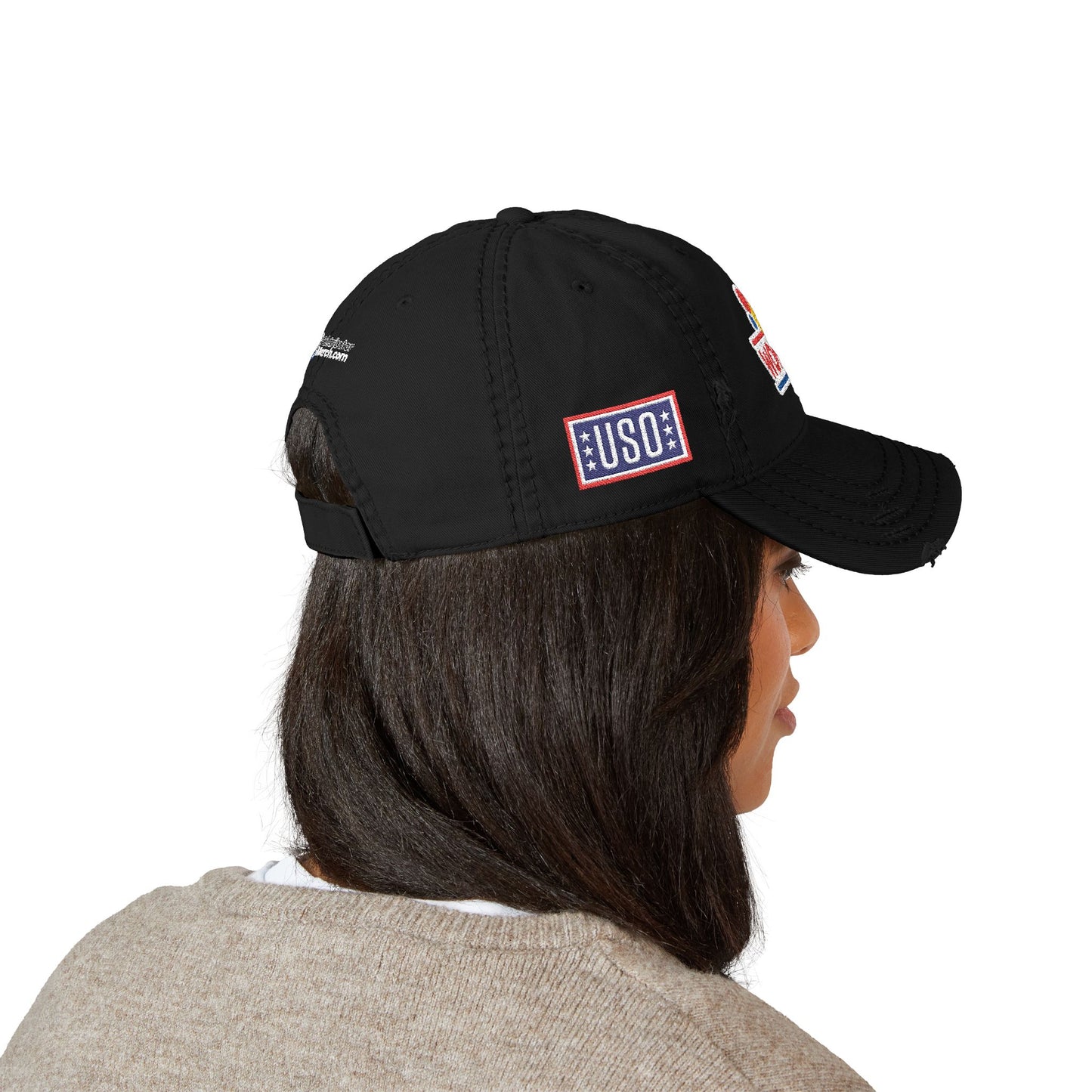 Classic Distressed Hat Cap with Wonder bread and USO Embroidered logos