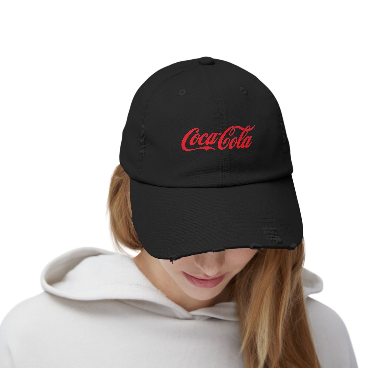 Coca-Cola Unisex Distressed Cap, Vintage Style Hat, Perfect Gift for Personal Style, Casual Wear, Summer Accessory