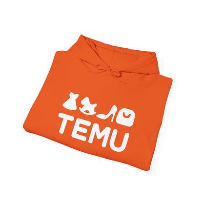 Unisex Heavy Blend™ Hoodie with TEMU logo for delivery drivers and distributors.