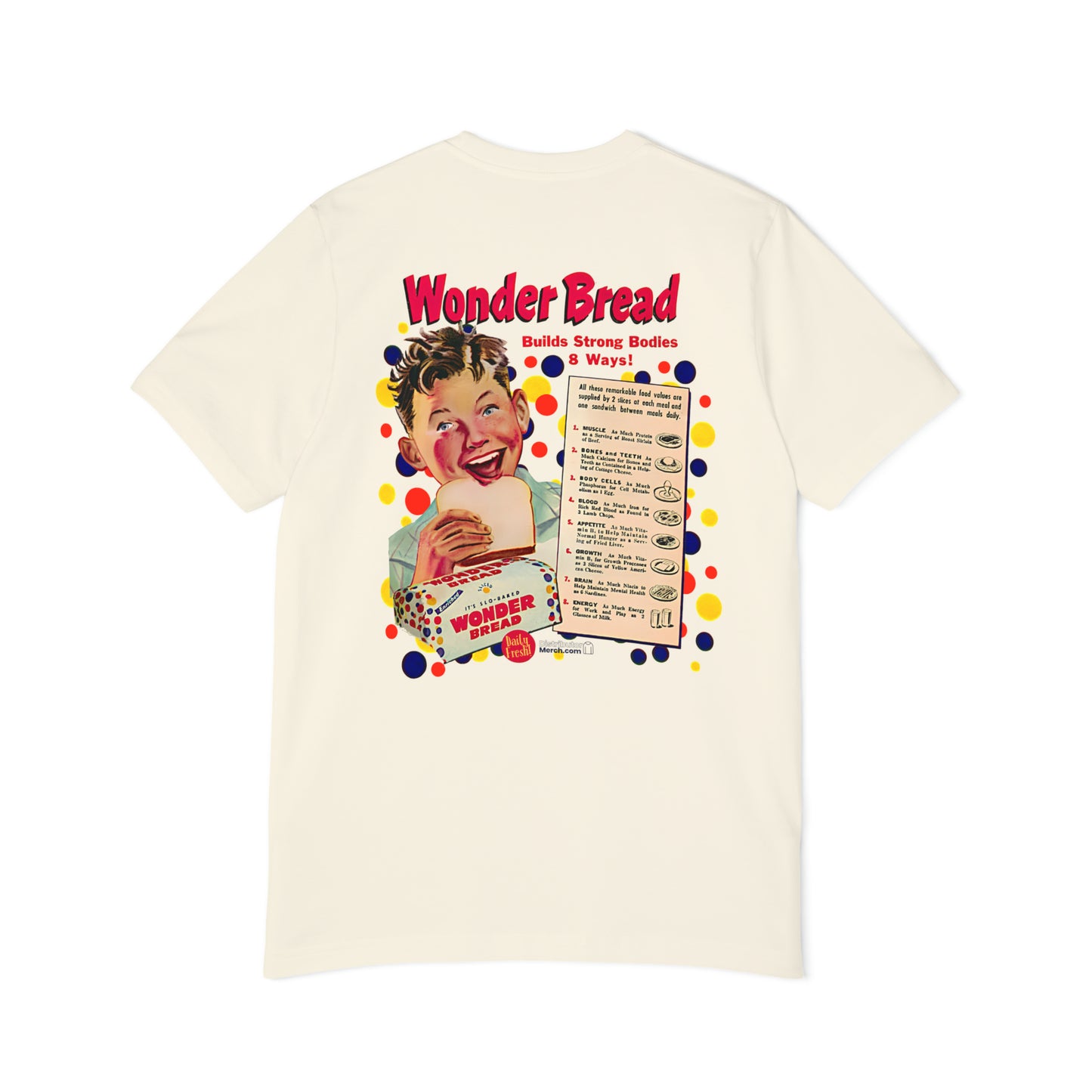 T-Shirt Short-Sleeve Jersey, USA-Made Unisex ,Wonder bread, Vintage front and back.