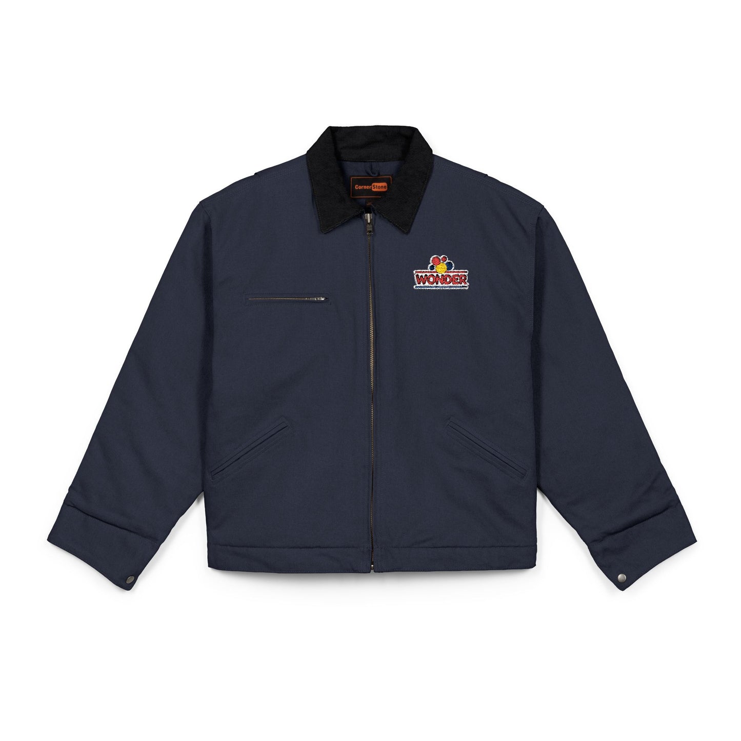 Wonderbread Embroidered Work Jacket - Heavy Duck Cloth Carpenter Coat with Chest Logo
