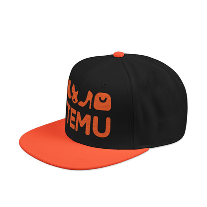 TEMU logo Delivery Embroidered Orange Script Snapback Hat