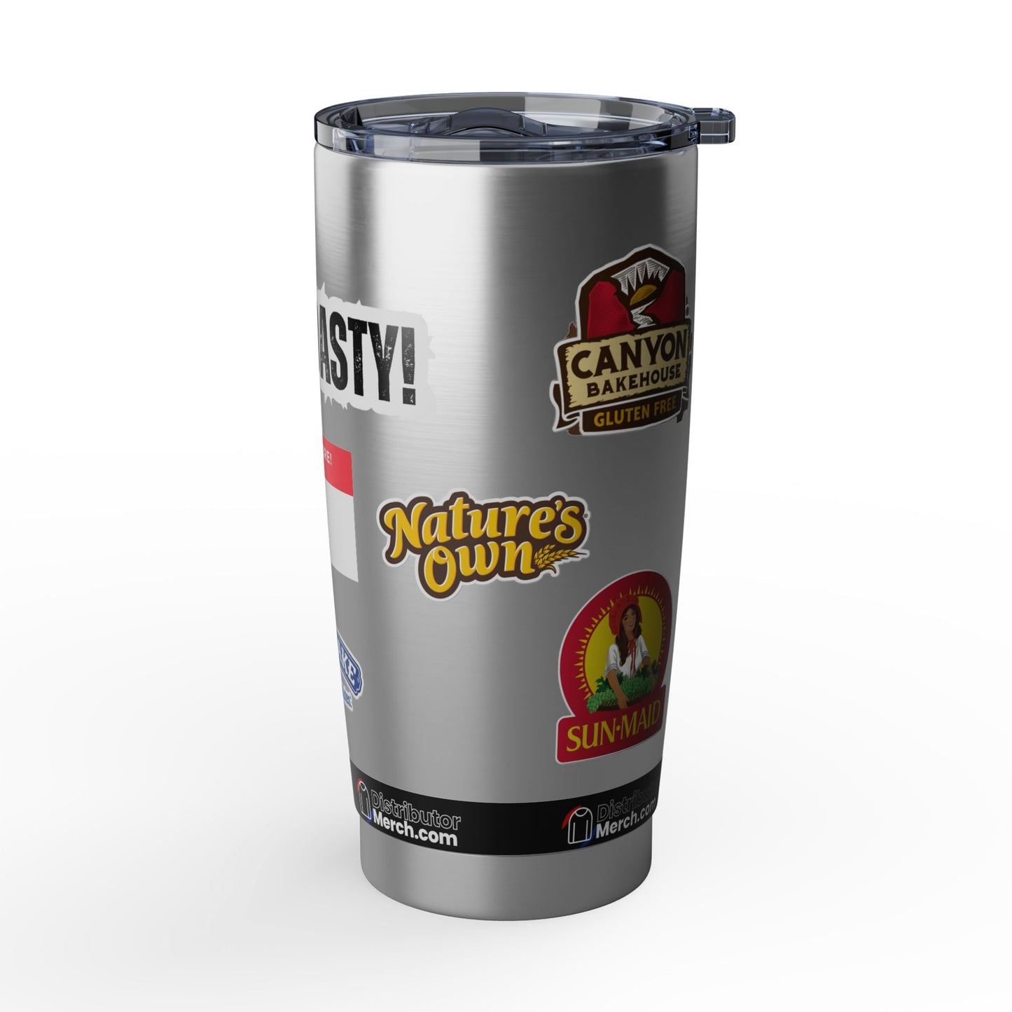 ¡MANTENTE CALIENTE! Vaso Vagabond de 20 oz, DKB, Wonder Bread, Nature's Own, Papa Pita, Tasty Kake, Sun Maid y logotipos de Canyon.