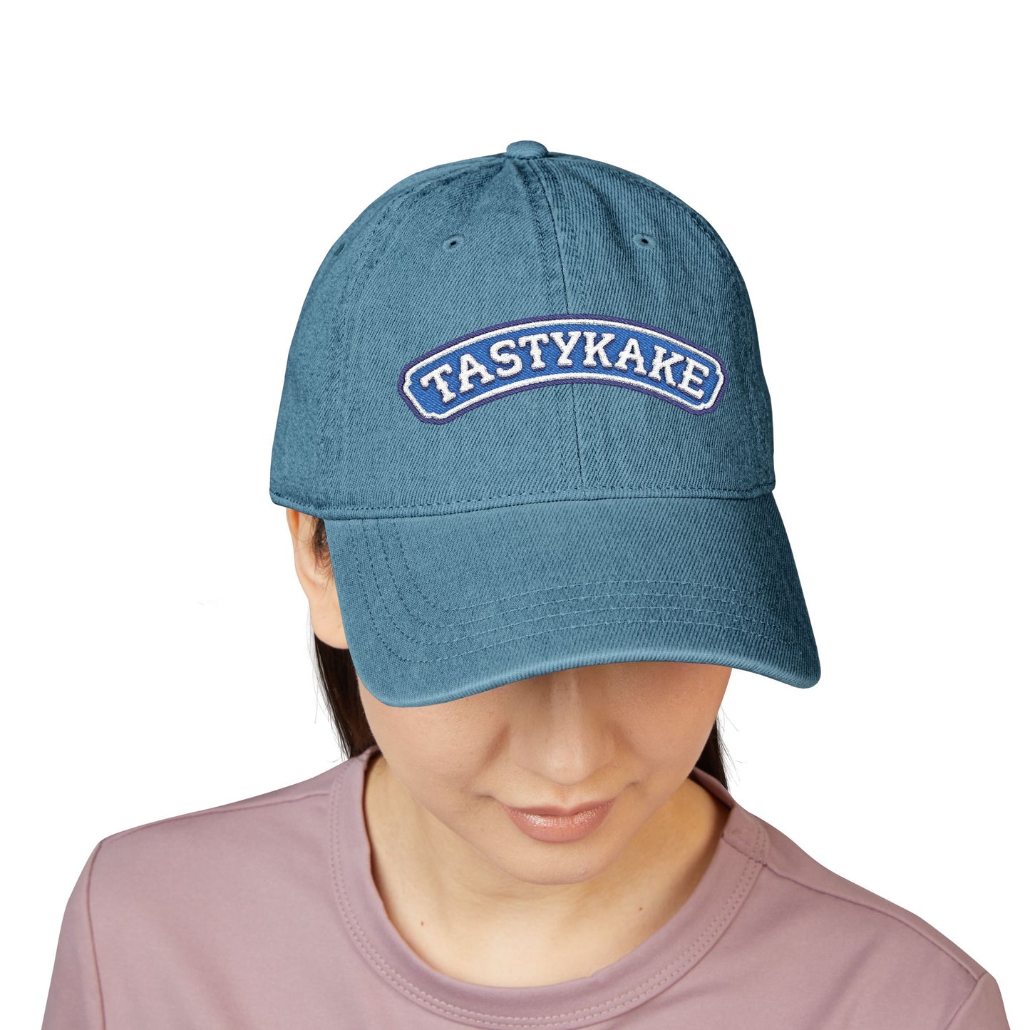 Tastykake Embroidered Denim Hat — Vintage Snack Logo Dad Cap