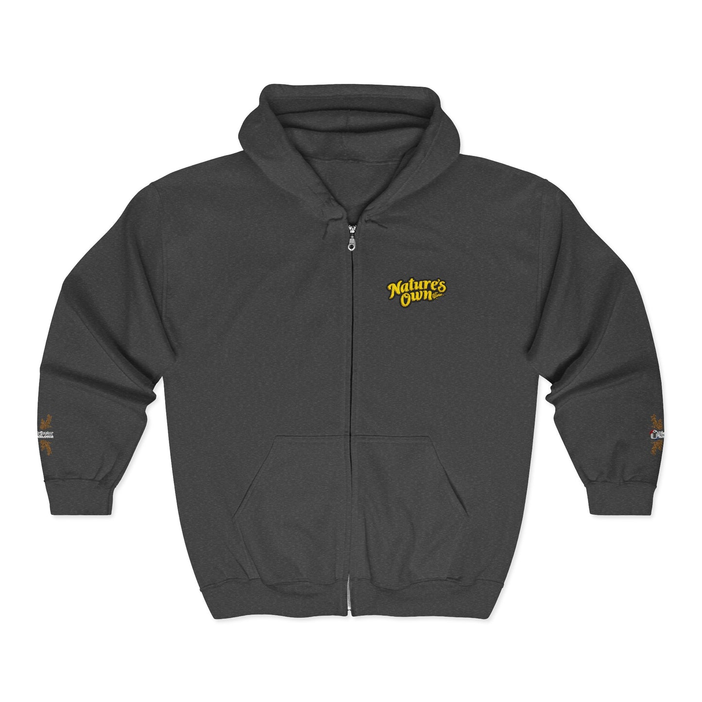 Full‑Zip Hoodie Sweatshirt –  Embroidered Nature’s Own Logo and “Goodness Is in Our Nature” back design