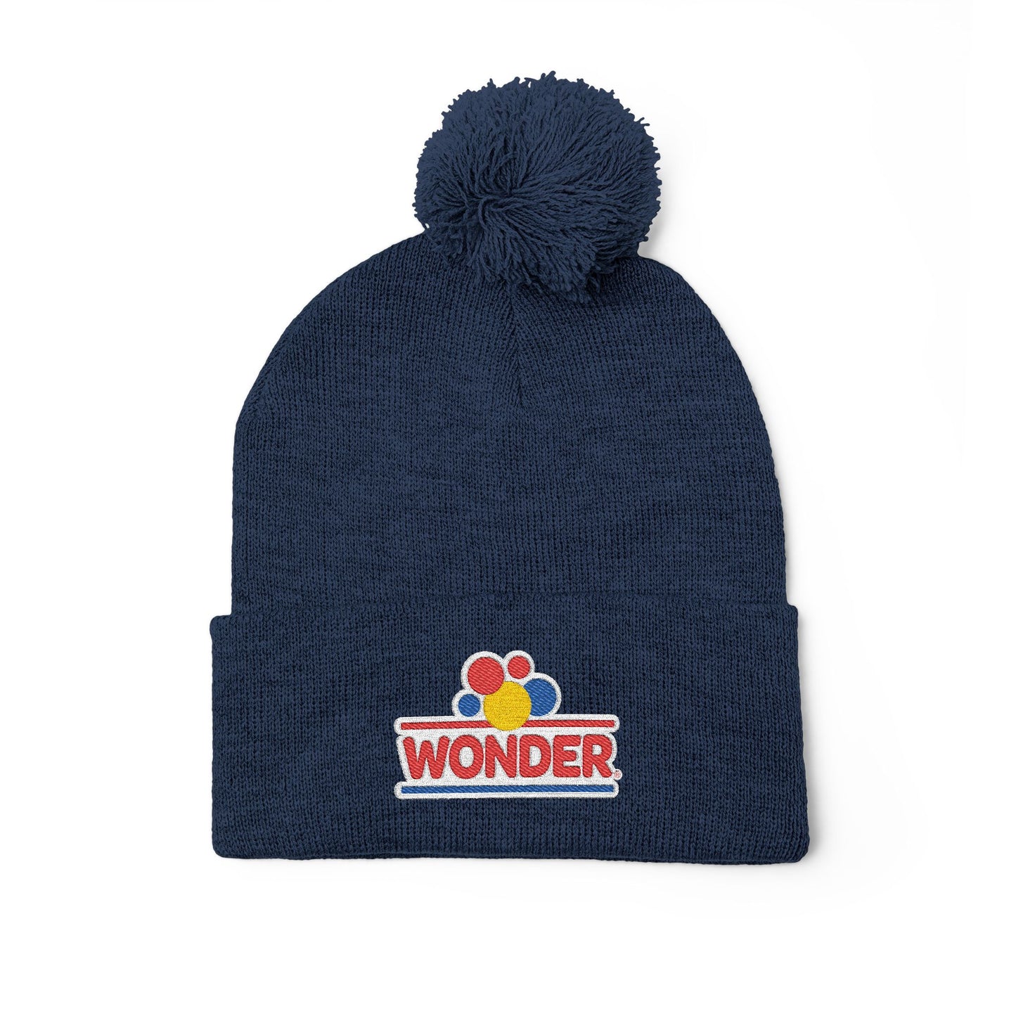 Wonderbread Embroidered Pom-Pom Knit Cap