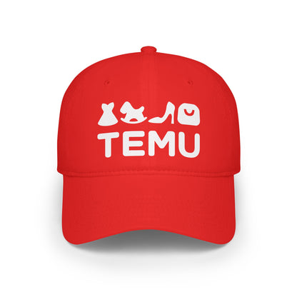 Red 'TEMU' Fashion Icons Low Profile Baseball Cap — Trendy Casual Hat