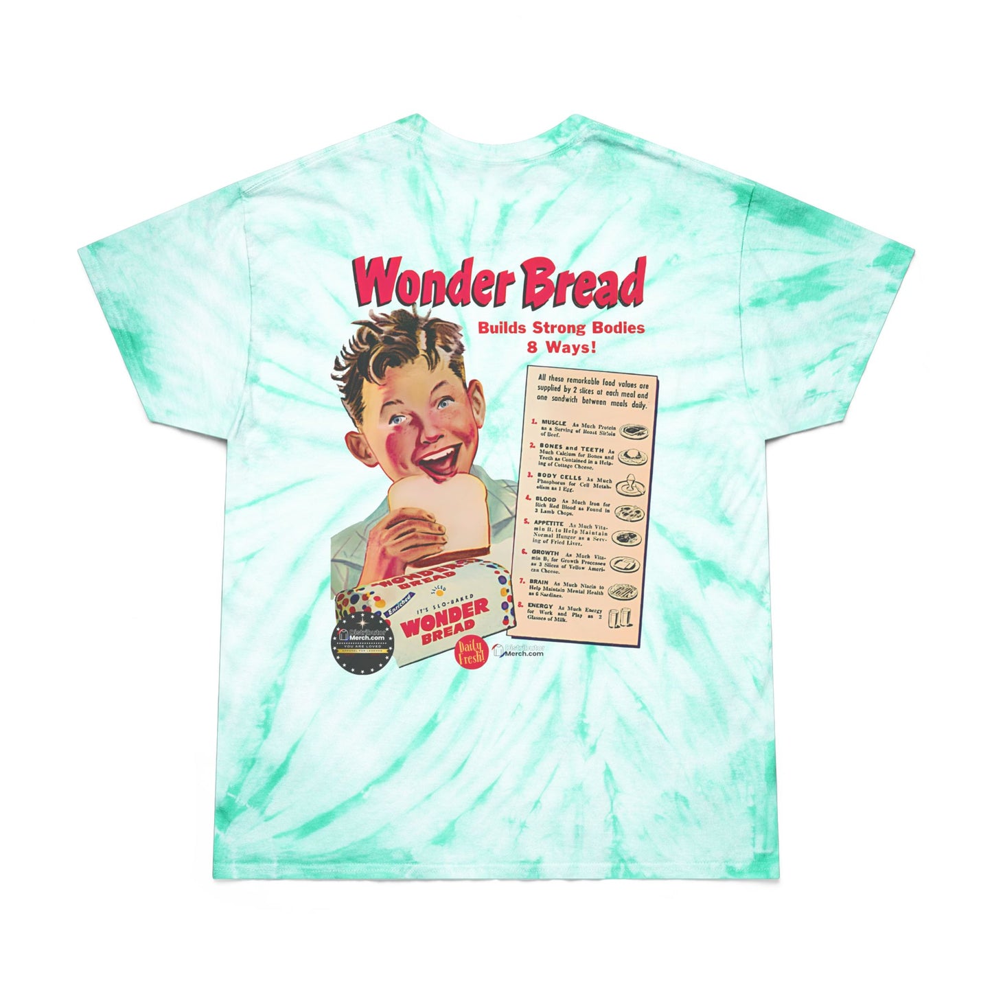 Retro Tie-Dye Tee, Wonder Bread Graphic Shirt, Vintage Cyclone Shirt, Fun Summer T-Shirt, Casual Wear, Gift for Food Lovers, 80s Nostalgia