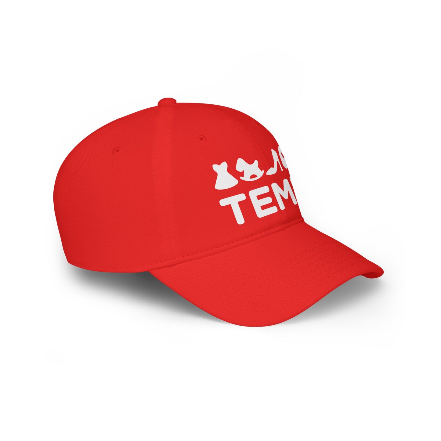 Red 'TEMU' Fashion Icons Low Profile Baseball Cap — Trendy Casual Hat